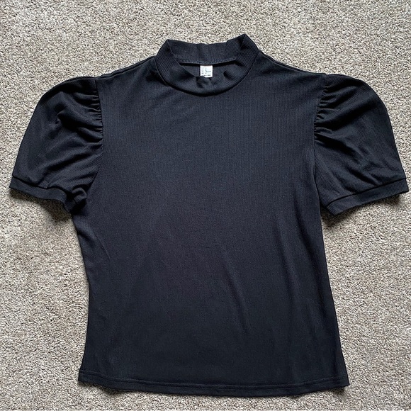 🎉Mock Neck Puff Short Sleeve Top, Women’s Size XL, Black - Picture 4 of 6